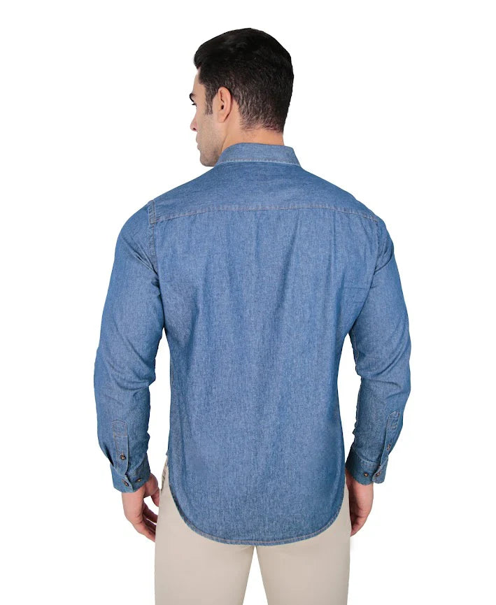 Camisa Jeans Manga Longa Slim Fit