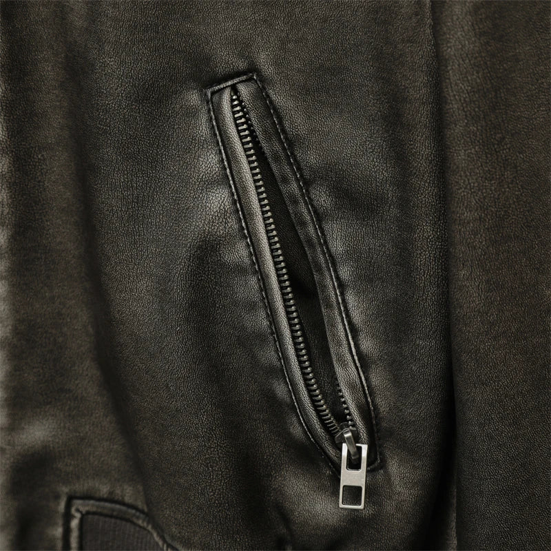 Jaqueta bomber de Couro Sintético- ZVRI Vintage 2025