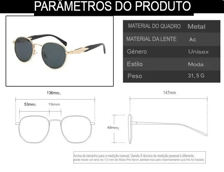 Óculos de Sol com Proteção UV400- Ray Estilo