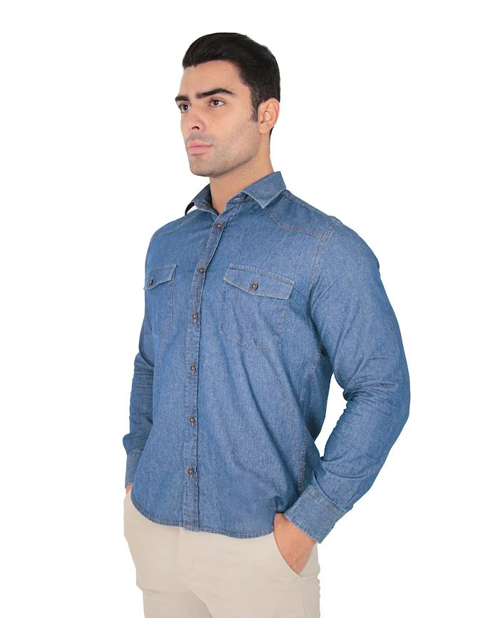 Camisa Jeans Manga Longa Slim Fit