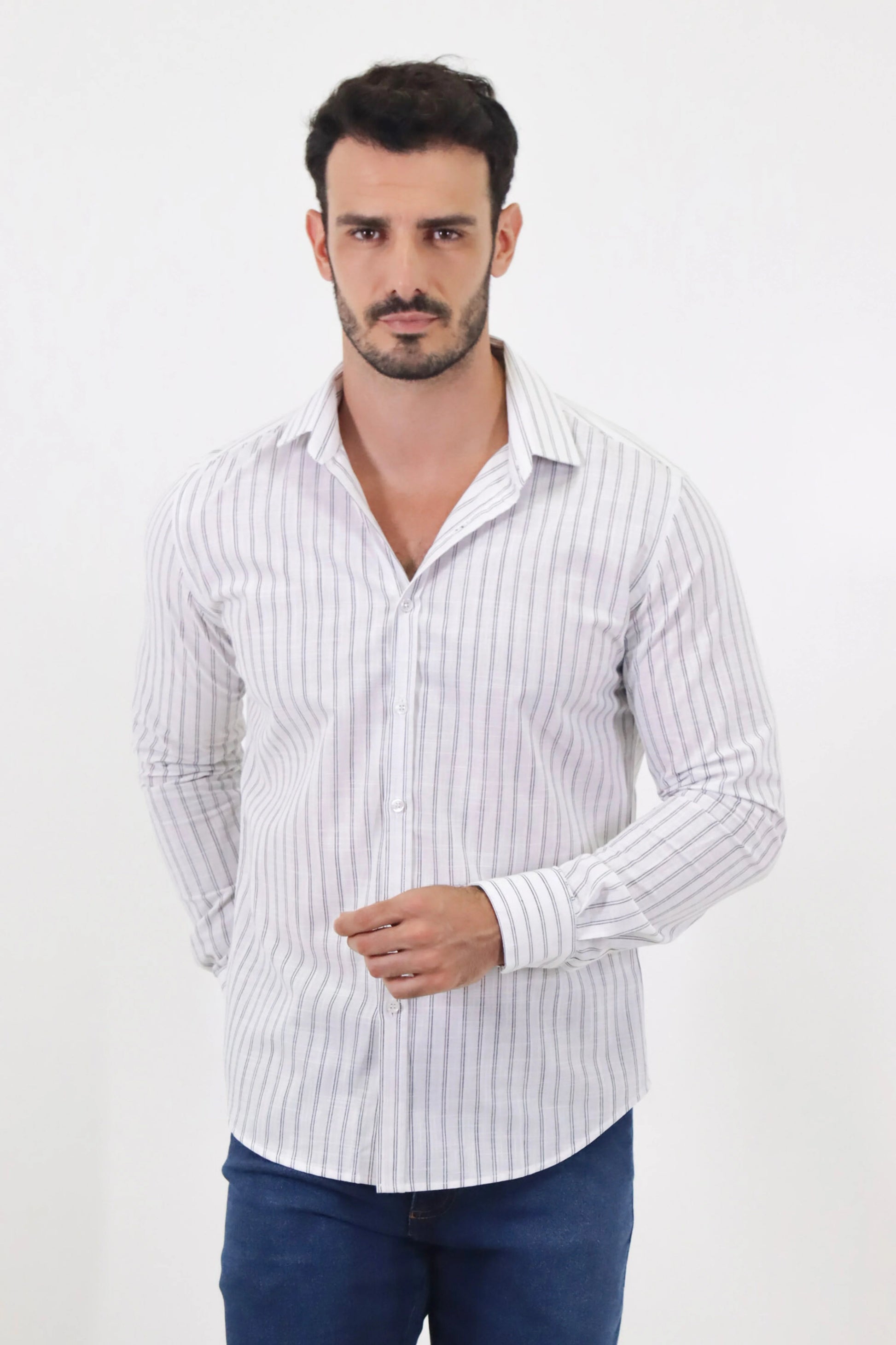 Camisa Social Slim Fit Listras Dupla