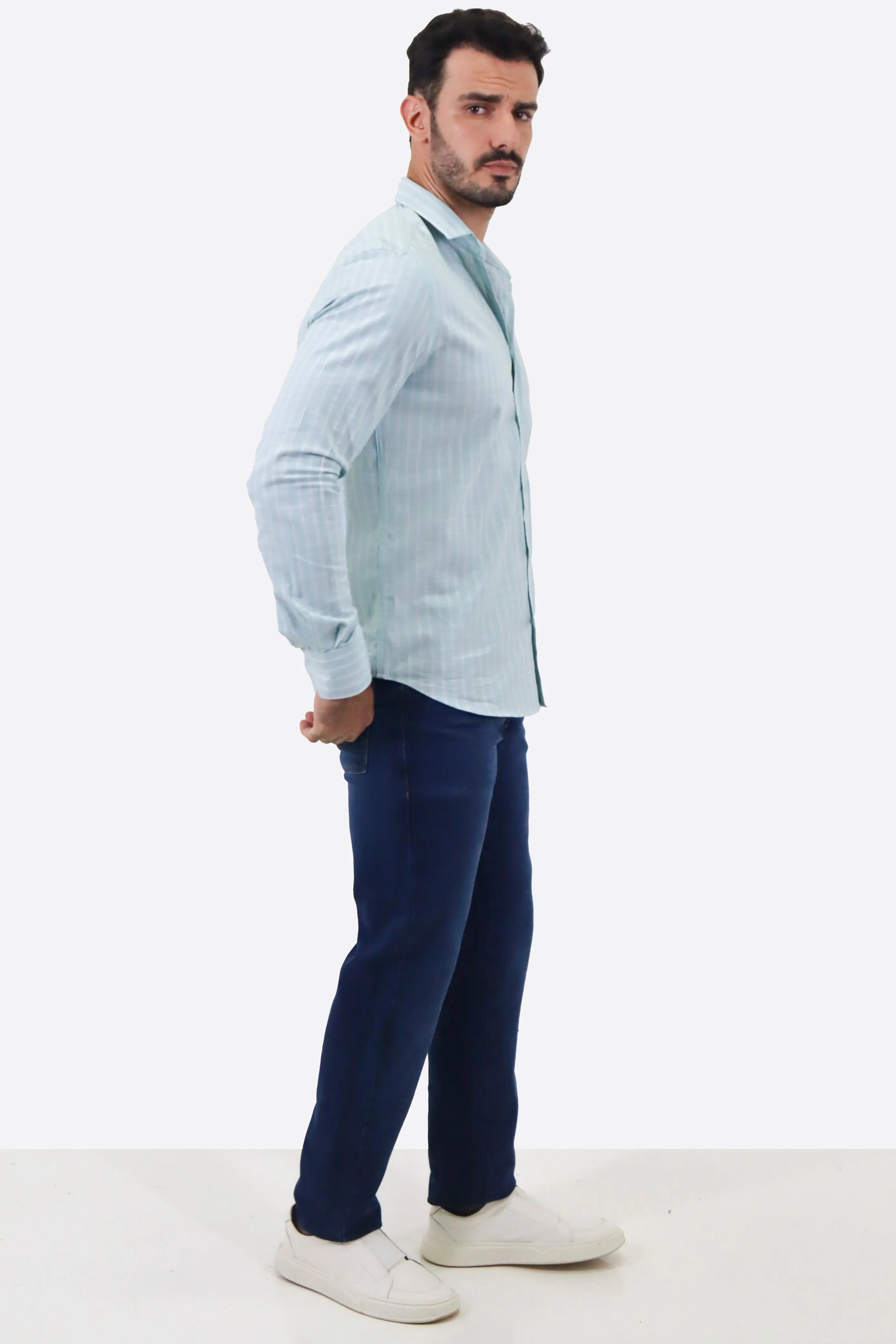 Camisa Social Slim Fit Listras Dupla