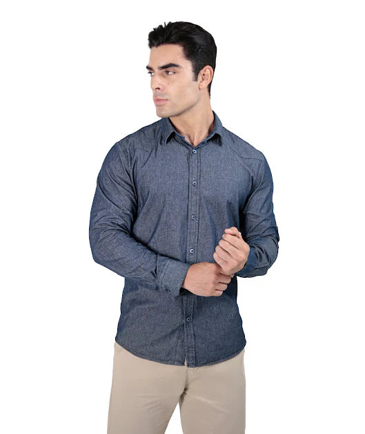 Camisa Jeans Manga Longa Slim Fit