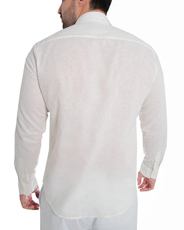 Camisa Linho Manga Longa Slim Fit