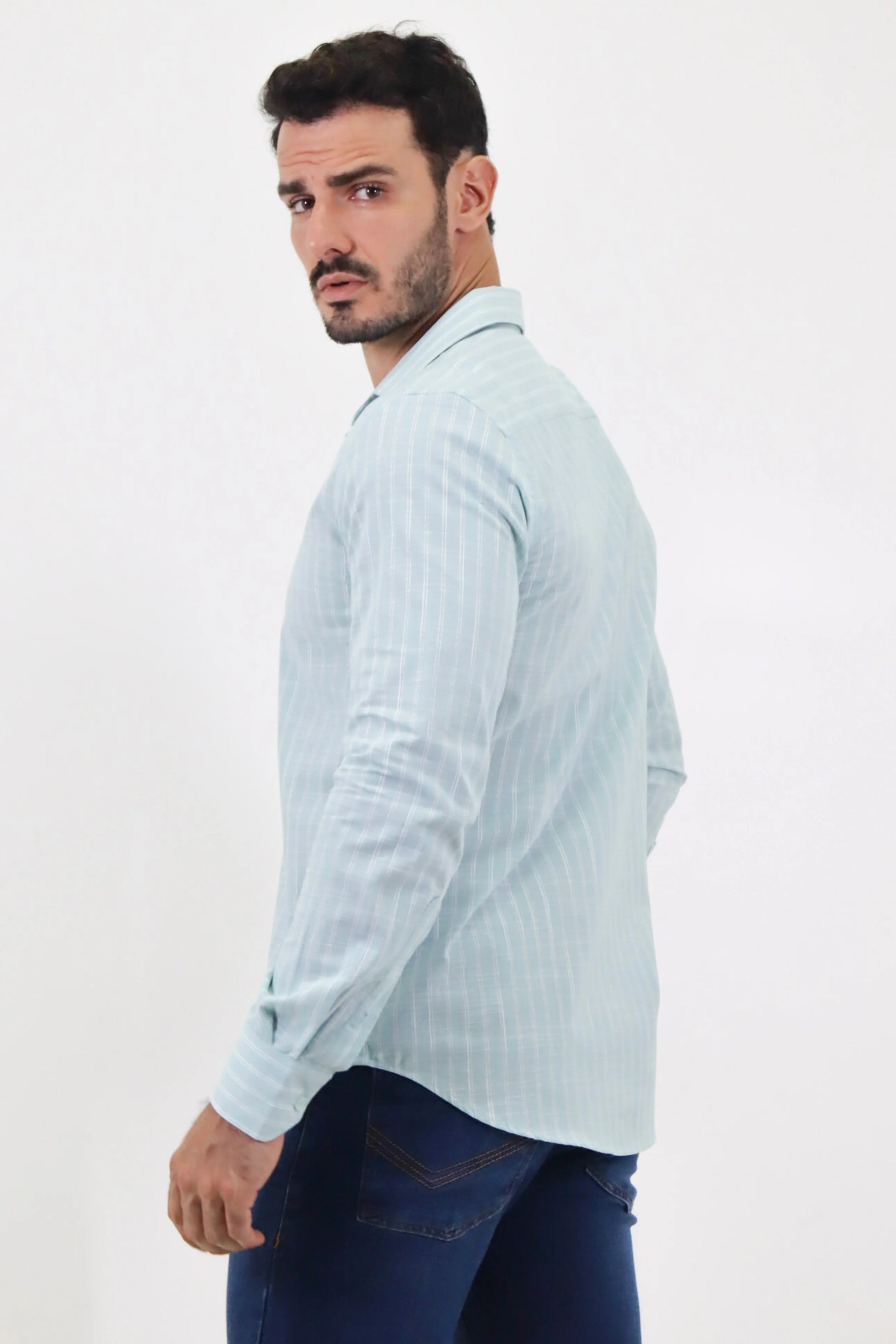 Camisa Social Slim Fit Listras Dupla