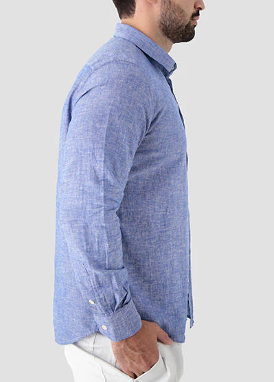 Camisa Linho Manga Longa Slim Fit