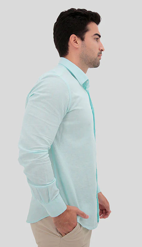 Camisa Linho Manga Longa Slim Fit