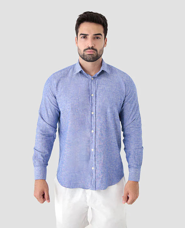 Camisa Linho Manga Longa Slim Fit