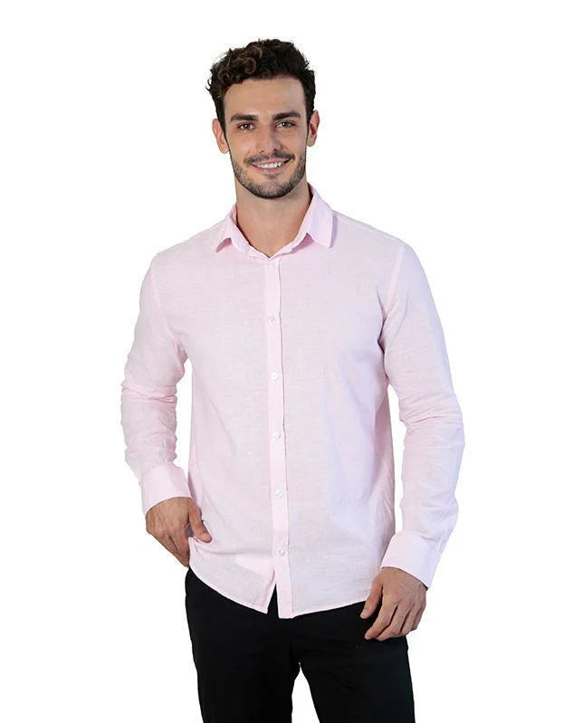 Camisa Linho Manga Longa Slim Fit