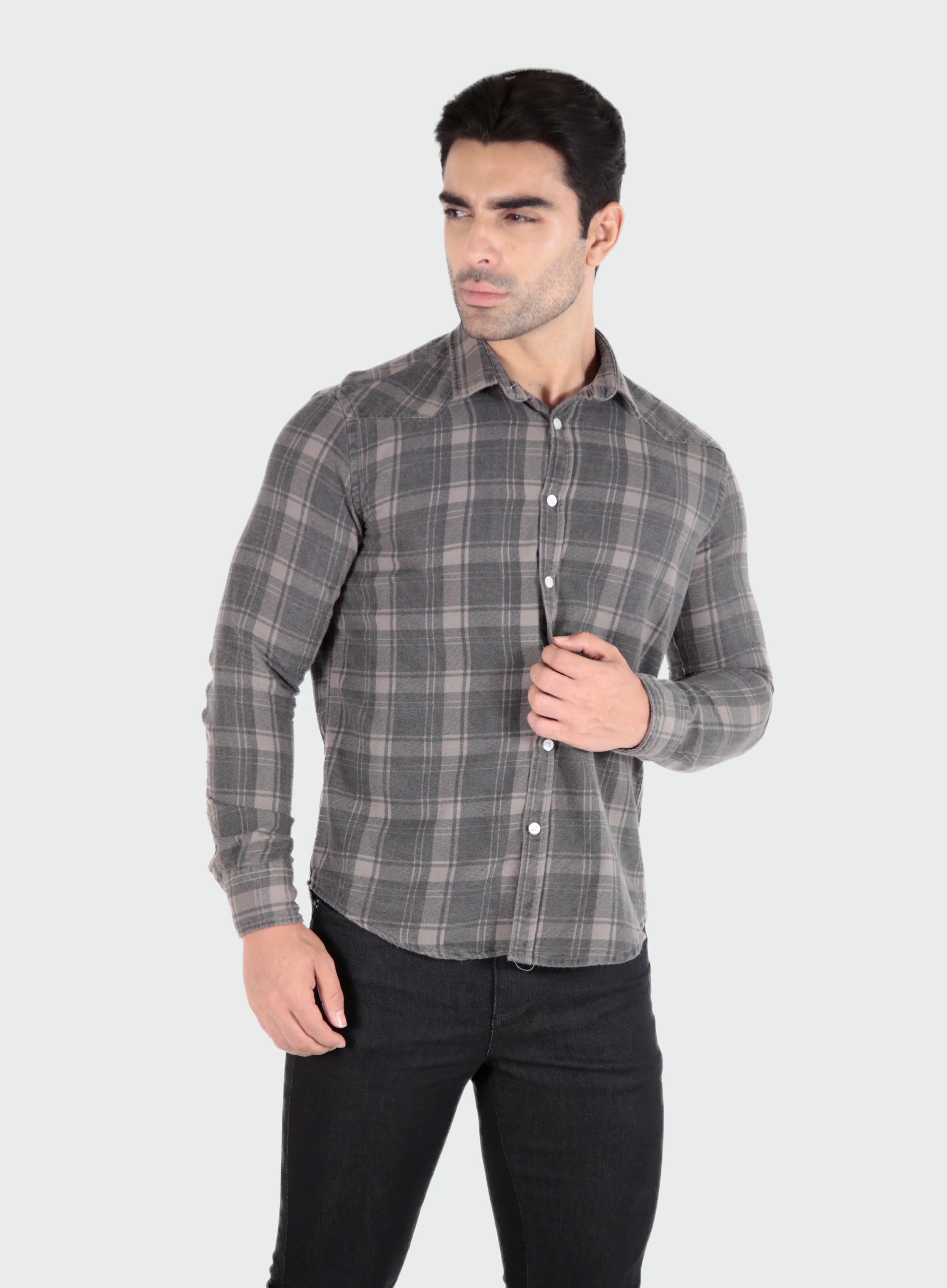 Camisa Longa Flanelada Slim  Xadrez