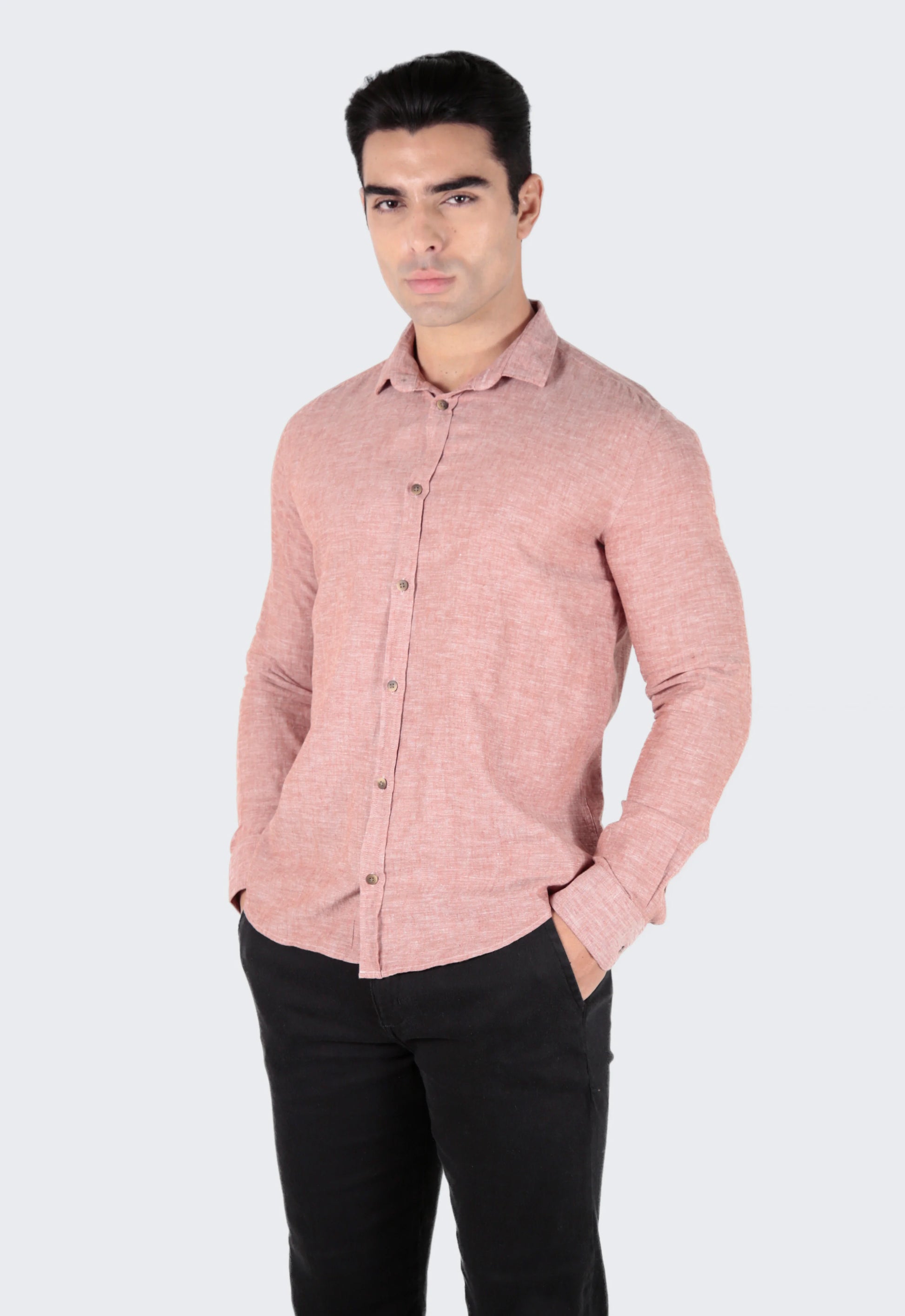 Camisa Linho Manga Longa Slim Fit