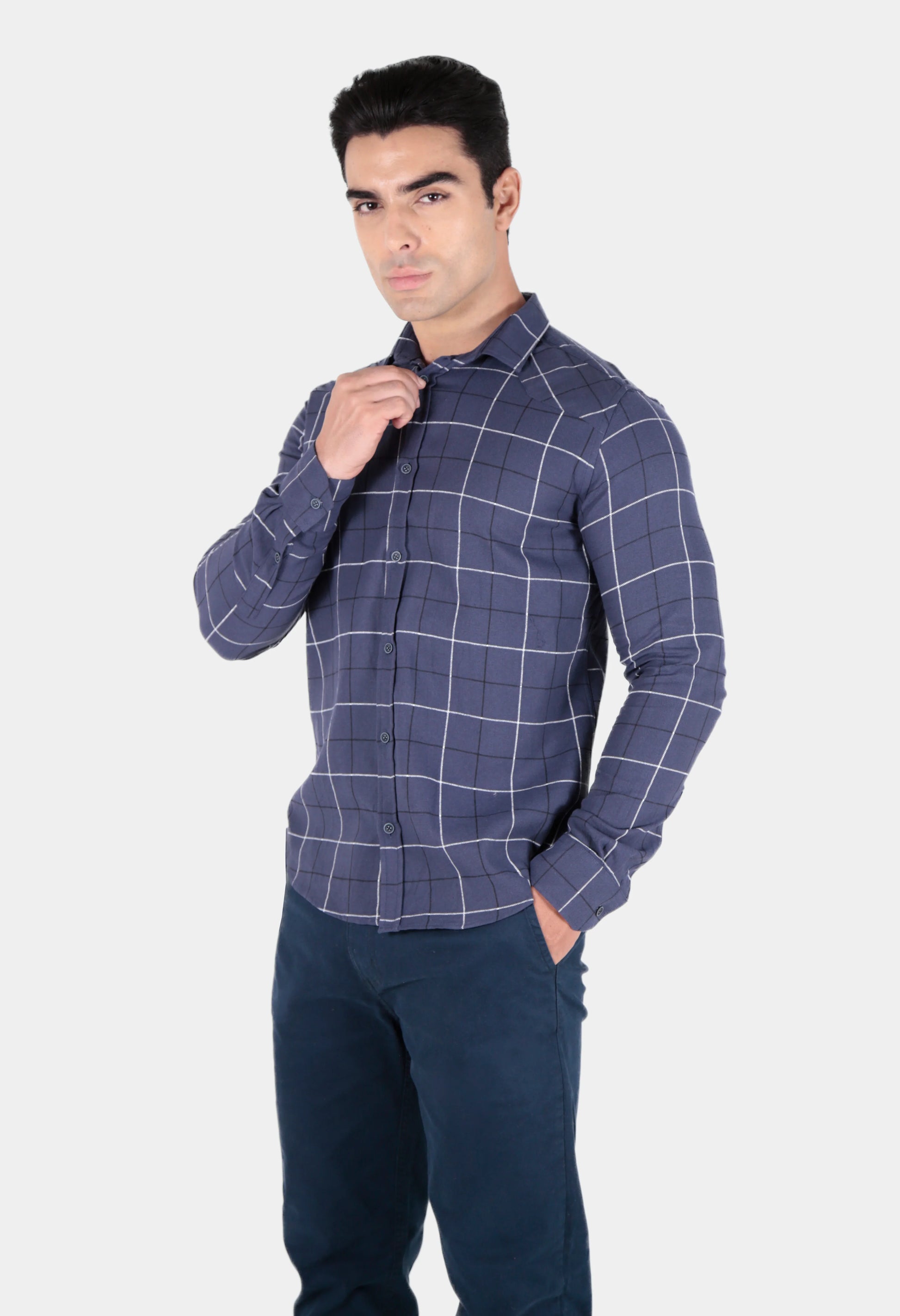 Camisa Longa Flanelada Slim  Xadrez