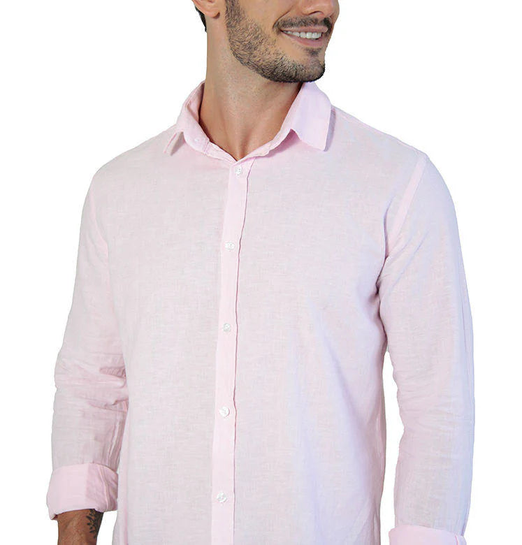 Camisa Linho Manga Longa Slim Fit